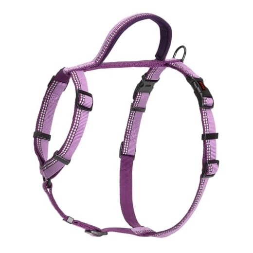 Arnés para caminar HALTI - Arnés Anti tirones Ligero para Perros con Asa, Reflectante y Ajustable, ideal para Adiestramiento Canino. Apto para Perros Grandes (Talla L, Morado)