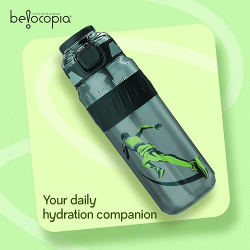 Image of Pulze Sports Sipper Water Bottle 750ml | Green| BPA-Free, Leakproof Flip Cap with Straw | Time Marker Hydration Bottle | Durable Gym Bottle for Workout, Running & Daily Use