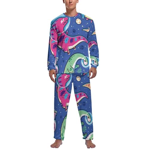 Pyjama homme manche longue dinosaure de l'espace pantalon vêtements de nuit