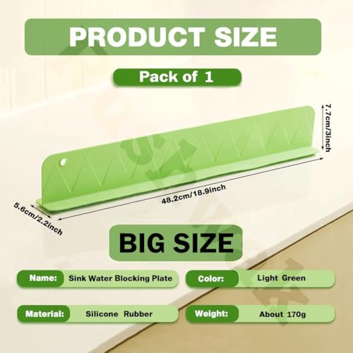 Image of Rushwak 1PCS X 48CM Silicone Sink Splash Guard in Kitchen Sink Water Splash Guard with Strong Suction Cups Waterproof Countertop & Stove Protector Flexible Anti Splash Baffle for Kitchen & Bathroom
