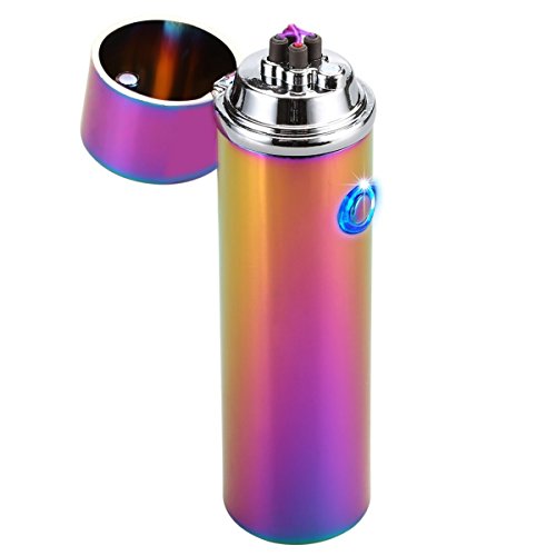 LightStrong Electronic Windproof Lighter - Dual Arc, USB Rechargeable. Elegant Gift Box and USB Cable Included (Round Fantasy Blue)