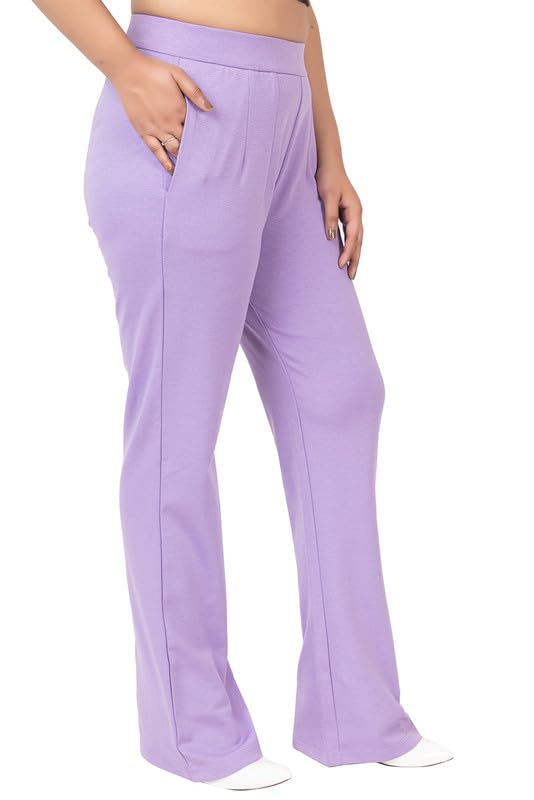 Image of Mlada Bootcut Flare Pants for Women Stretch Cotton Knit Boot Cut Mid Waist Flared Trouser Elastic Waist Band Utility Pockets for Formal Office Work Wear,Travel-Regular /Plus Size