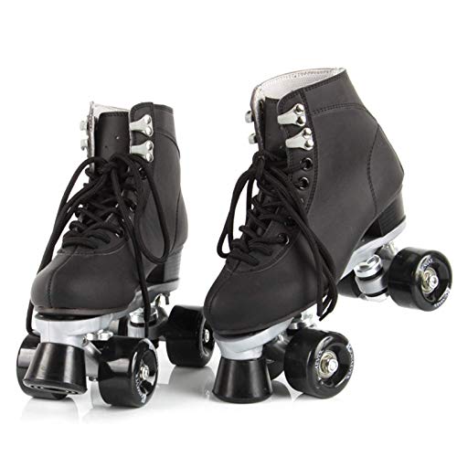 Zjcpow Al Aire Libre del Patio de los Patines de Jóvenes Adultos de artístico sobre Ruedas del patín Botas de Competencia Formación Danza, Clásica Doble Fila Roller Skates, Negro, 36 xuwuhz