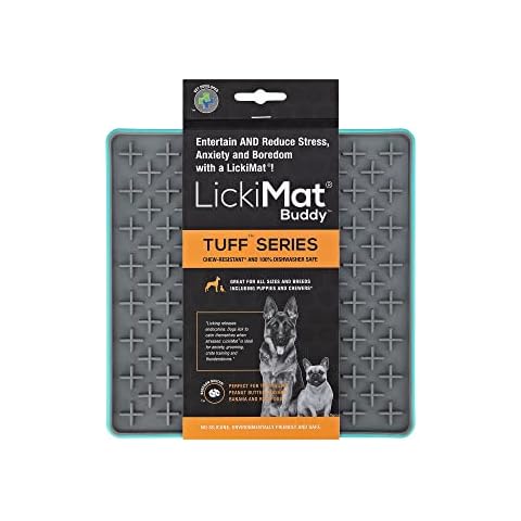 LickiMat Tuff Buddy, Dog Feeding Mat for Boredom and Anxiety Relief, Ideal for Food, Treats, Yoghurt or Peanut Butter, Dog Lick Mats, Fun Alternative to a Slow Feeder Dog Bowl, Turquoise Cover