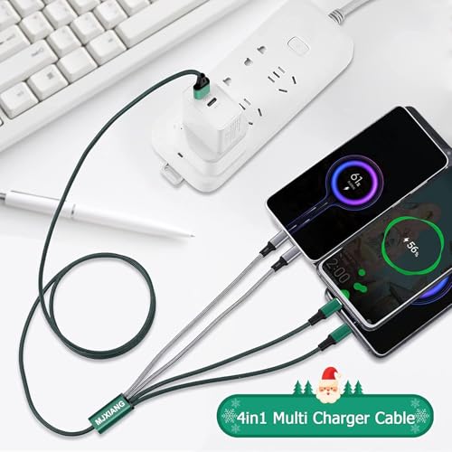 Multi Charging Cable[3A 4Ft 2-Pack], New Braided 4 in 1 USB with 2 Type C/2 Micro USB Connectors Fast Charger Cord, for iPhone 17 16 15 Series, Google, Samsung, LG, Sony, Cell Phones Tablets and More