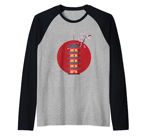 Japonés Kyoto Cherry Blossom Japón Camiseta Manga Raglan