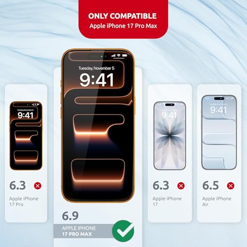Image of IQShield My-View Privacy Screen Protector Tempered Glass Guard for iPhone 17 Pro Max, 9H Hardness, 2-Way Anti-Spy, Case Friendly [1 Pack]