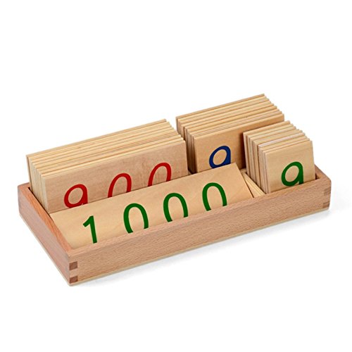 New Sky Enterprises Montessori Math Material Wooden Number Cards 1-9000 with Box Counting Number Bank Game Children Early Development Toys Professional Version