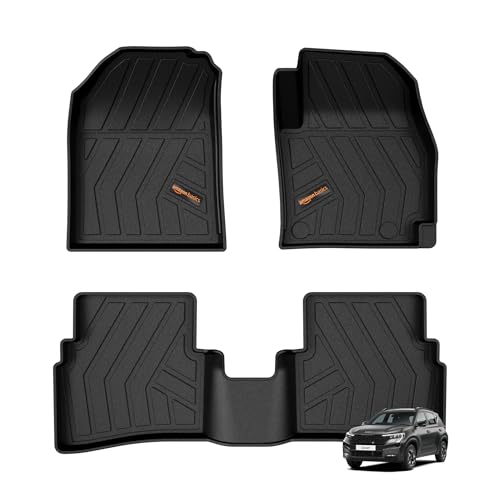 Image of Amazon Basics - 5D Car Floor Mats for Kia Sonet (Sep 2020-Present) | All-Weather Protection | Custom Fit | Virgin Polymer | Odor-Free| TPE | Black