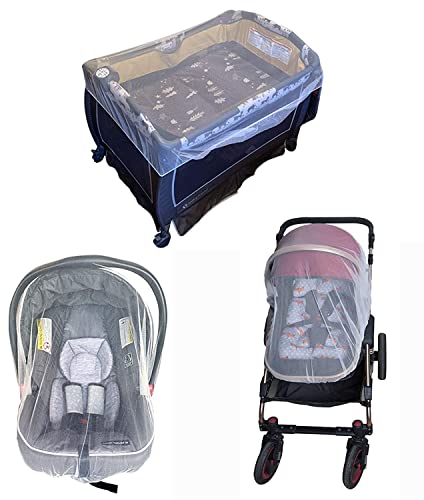 Mosquitera Carrito Bebé Universal, Antimosquitos Bebé|verano Funda Carrito, Mosquiteras Para Silla de Paseo, Elástica y lavable Red Anti Insectos Universal para Cochecitos, Capazos y Portabebés-Blanco