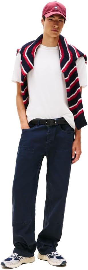 Tommy Jeans Men's Short Sleeve Cotton T-Shirts with Printed Crest Logo