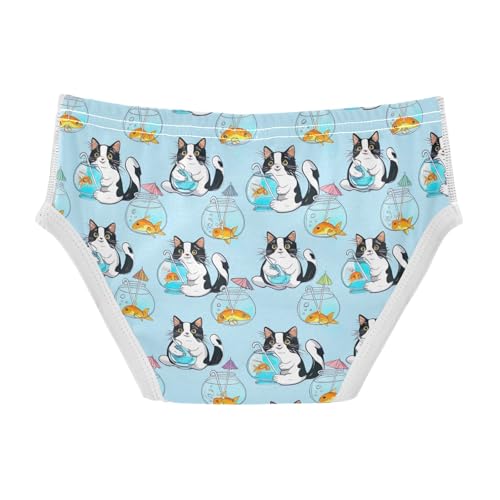 CHIFIGNO Boys Underwear Cute Cats Goldfish Light Blue Little Boy Briefs Printed Cotton Underwear Briefs2