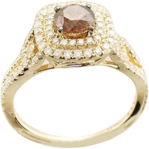 Shasha Creation Lab Created Diamond Ring, 1.33 CTT Chocolate Stone, 14k Yellow Gold Finish, Promise Wedding Anniversary Ring for Women