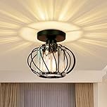 FRIDEKO HOME Modern Ceiling Lights - Industrial Mini Semi Flush Mount Ceiling Lighting LED Crystal Chandeliers Light Fittings Ceilings for Kitchen Hallway Dining Rooms Living Room - Black