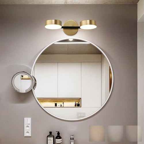 Lámpara de pared espejo LED oro regulable con rotación de 360 grados y tres tonos de luz para baño