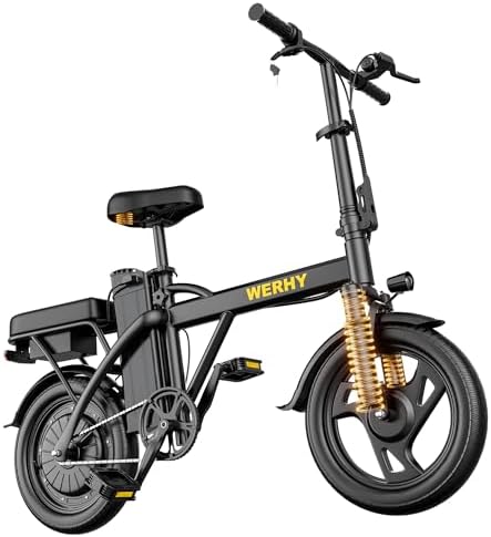 WERHY Electric Bike for Adults, 750W Peak Motor, 20 MPH Max Speed Folding Ebike, 14" Electric Bicycles, Max 40 Miles Range (Pedal Assist Mode), Mini E Bikes