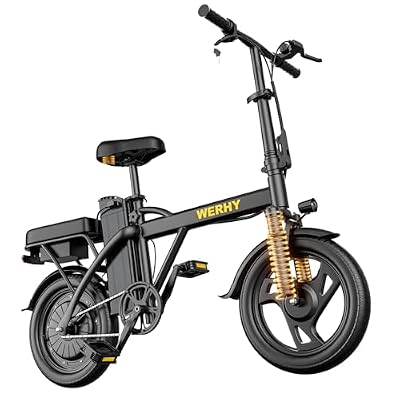 WERHY Electric Bike for Adults, 500W Motor, 20 MPH Max Speed Folding Ebike, 14" Electric Bicycles, Max 20 Miles Range (Pedal Assist Mode), Mini E Bikes