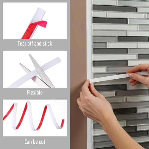 5m x 10mm Zierleisten Selbstklebend Weiß Flexible Zierleiste Deckenleisten Abziehen und Aufkleben Flexibel für Eckdekoration Leiste Dekorative für DIY, Spiegelrand, Wand, Risse