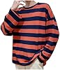 Camisas de manga larga a rayas para hombre, cuello redondo, holgadas, cómodas, casuales de calle 2