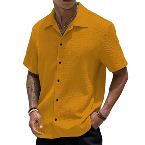 Image of COMBRAIDED Men's Slim Fit Half Sleeve Polycotton Casual Shirt - Solid Pattern, Hip Length