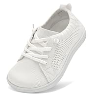 LeIsfIt Toddler Shoes Boys Girls Wide Barefoot Sneakers Kids Zero Drop Minimalist Sneakers Slip on Tennis Shoes White 13 Little Kid