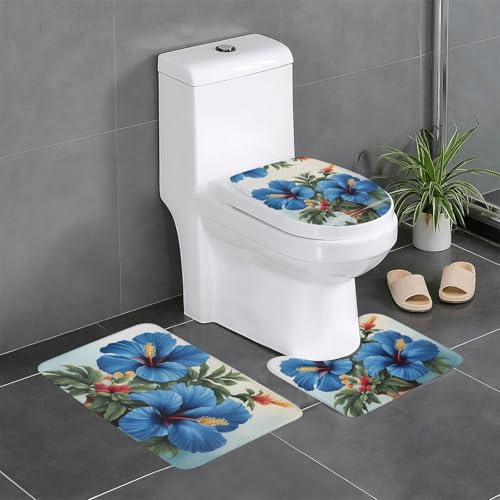 Ensemble tapis de bain rectangulaire et contour WC forme U O