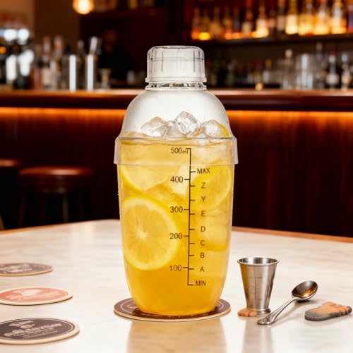 Coctelera grande de 500 ml con escala transparente y colador para bebidas 3