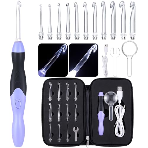 Crochet Hooks Lights Set with Case