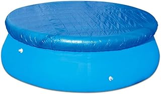 12FT Blue Round Swimming Pool Cover (Without Swimming Pool) Frame Pool Cover Anti-Dust Waterproof Pool Cover Set for Round Above Ground Inflatable Swimming Pool (12FT Blue Round)