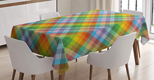 ABAKUHAUS Plaid Nappe, Coloré été Madras Style, Linge de Table Rectangulaire pour Salle à Manger Décor de Cuisine, 140 cm x 170 cm, Multicolore