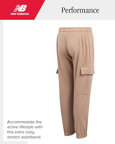 Image of New Balance Girls Sweatpants, Fleece Joggers, Drawstring Waist & Pockets | Cozy Warmth, Ribbed Ankle Cuffs, Stretchy Elastic Comfort for School, Dance, Sports & Everyday Play, Youth Kids