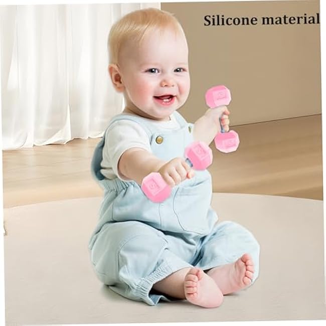 2 Pcs Dumbbells for Baby Mini 1.8x4.7 In Silicone Hand Weight Lifting Set for Fitness Exercise Funny Sport Toys for Toddlers Ideal Gift, Baby Dumbbell