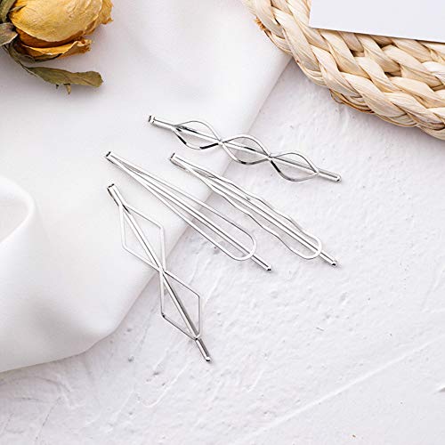 8Pcs Minimalist Wavy, Triangular, Diamond-Shaped, Round Gold-Silver Geometric Hair Clips, Hair Clip Accessories For Girls And Women. #TOP4