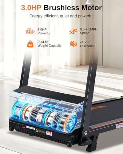 Image of ECHANFIT Incline Treadmill with Handles, 3.0 HP Small Treadmills for Home with 300 LBS Capacity, Walking Pad with LED Dispay, 24 Preset Programs, Water Bottle Holder, iPad Stand