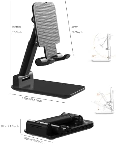 OGMAPLE Phone Stand for Desk Cell Phone Holder Stands for iPhones, Black - 5
