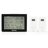 Sonnenaufgang/-untergang & Mondaufgang/-untergang mit Grafik für 150 Städte - Maße: 15,7 x 2,6 x 11,2 cm - Lieferumfang: Funkwetterstation, 2x Außensensor und Batterie