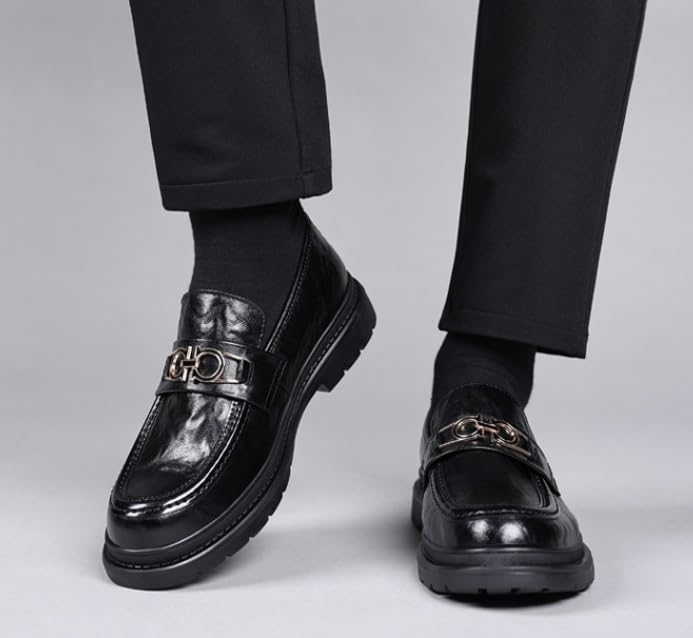 Men’s Slip-On Oxford Shoes Genuine Leather Platform Dress Shoes Business Casual Wingtip Brogue for Men2