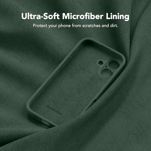 Image of Magnetic for iPhone 16 Case, Compatible with MagSafe, [Screen Protector + Full Camera Protection], Silicone Shockproof Anti-Scratch Protective Phone Case for iPhone 16 6.1 inch, Alpine Green