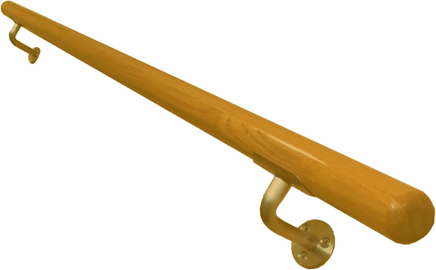 Ballet Barre Single Bar 4 FT Long 2.0” Diameter Gold, Kids and Adults | Open Bracket Wall Mounted Fixed Height Wooden Ballet Barre | Home/Studio Ballet Bar, Dance Bar, Stretch Bar, Dancing/Stretching