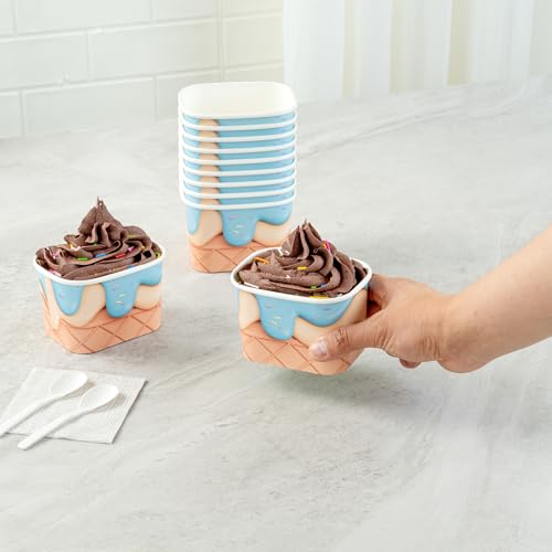 Image of Coppetta 12 Ounce Dessert Cups, 50 Greaseproof Ice Cream Cups - Lids Sold Separately, For Hot And Cold Foods, Frosty Delight Paper Yogurt Bowls, Disposable, Sturdy - Restaurantware
