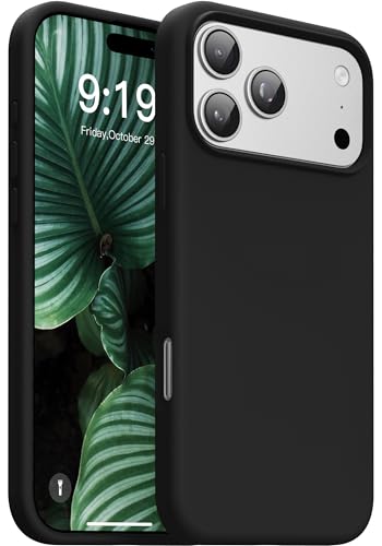 OuXul Designed for iPhone 17 Pro Max Case,Shockproof Liquid Silicone Protective Phone Case with Soft Anti-Scratch Microfiber Lining, Ultra Slim Drop Protection Phone Cover 6.9 inch (Jet Black)