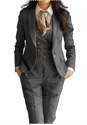 Womens 3 Pieces Business Work Suit Set Formal Blazer Vest Pants for Office Lady2