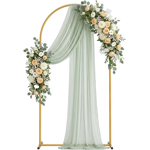 6.6FT Arch Backdrop Stand Metal Gold Wedding Arch Frame Balloon Arch Stand for Wedding Birthday Ceremony Baby Shower Party Decor