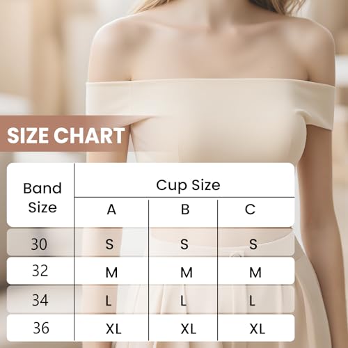Cbthet Strapless Bras for Women, Bandeau Bra Non-Slip Seamless Padded, Invisible Wireless Supportive Fit (Beige Small)