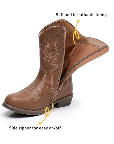 Blikcon Kids Cowboy Boots Girls Mid Calf Western Cowgirl Boots Side Zipper (Toddler/Little Kid/Big Kid)4