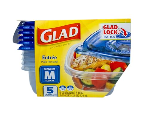 Glad GladWare Entree Food Storage Containers, Medium Square, 25 Oz, 5 Count - image 2