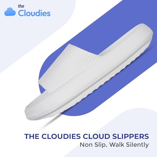 Image of Cloud Slides For Women And Men - Comfy Non Slip Indoors Slippers For Shower Spa Pool College Outdoors Slides - Soft And Cozy Open Toe House Sandals Thick Soles
