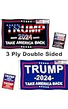 2Pack Trump 2024 Flags 3x5 Outdoor Made in USA-Double Sided 3 Ply Heavy Duty Take America Back Trump 2024 Flags Banner for Outside with 2 Brass Grommets UV protection Fade Resistant for Indoor Outdoor