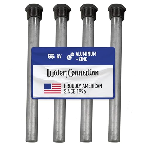 Image of Water Connection, Anode Rod for RV Water Heater (Pack of 4), RV Aluminum Anode Rod, Anode Rod for Suburban RV Water Heater & Mor-Flo, Get Rid of Rotten Egg Smell, 3 /4 inch NPT x 9-1 /4 inch