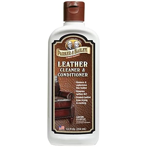 PARKER & BAILEY LEATHER CLEANER & CONDITIONER – Restores & Conditions Leather, Cleaner For Upholstery or Car Interior, Car Leather Seat Cleaner, Faux Leather, Furniture, Handbags, Shoes & More 12oz Cover